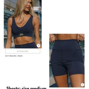 Daily Drills Go! V-Neck Bra and High-Waisted Shorts Set - Denim Blue